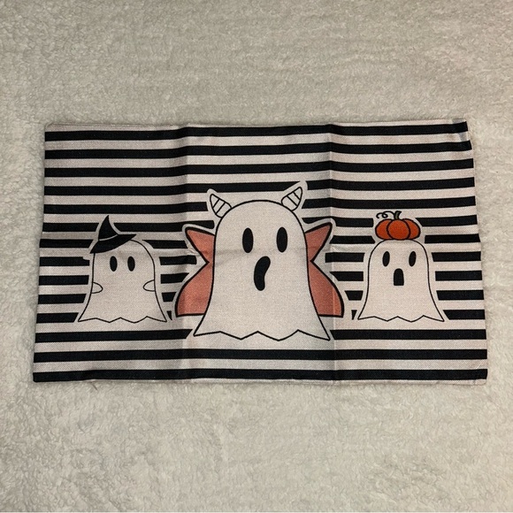 Halloween Ghost Striped Decorative Pillow Cover - Picture 1 of 3